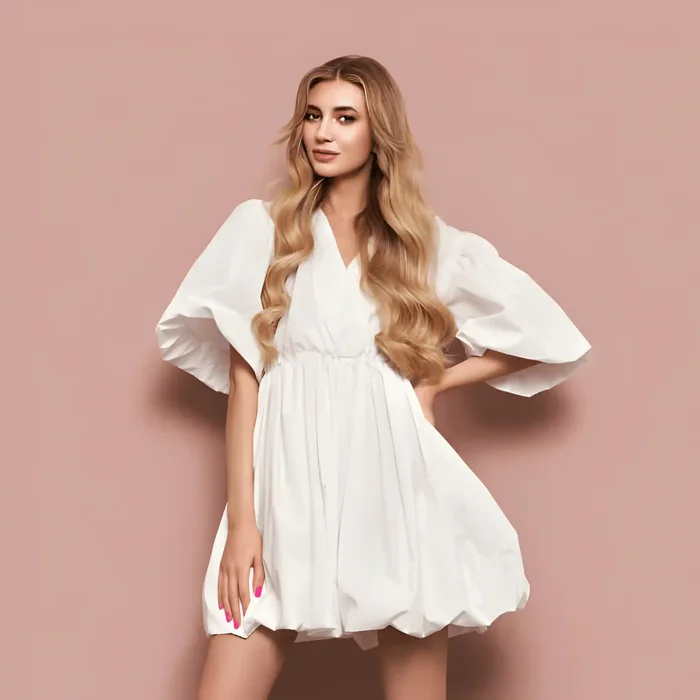 White dress with statement sleeves