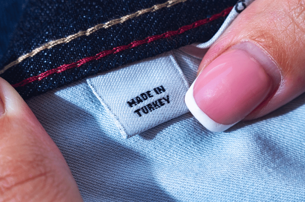 Fabric labeled as Made in Turkey